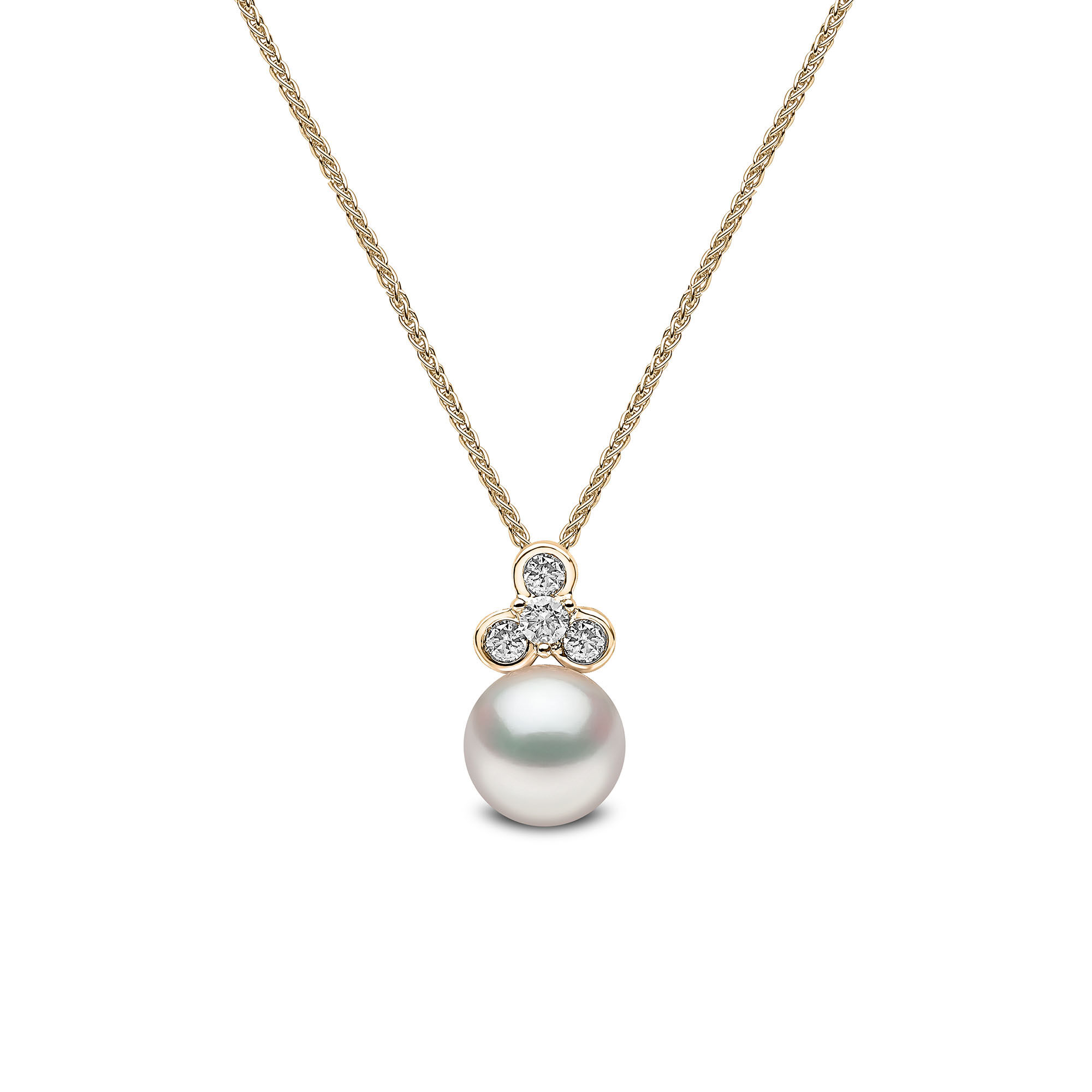 Trend Yellow Gold Pearl and Diamond Necklace | Yoko London